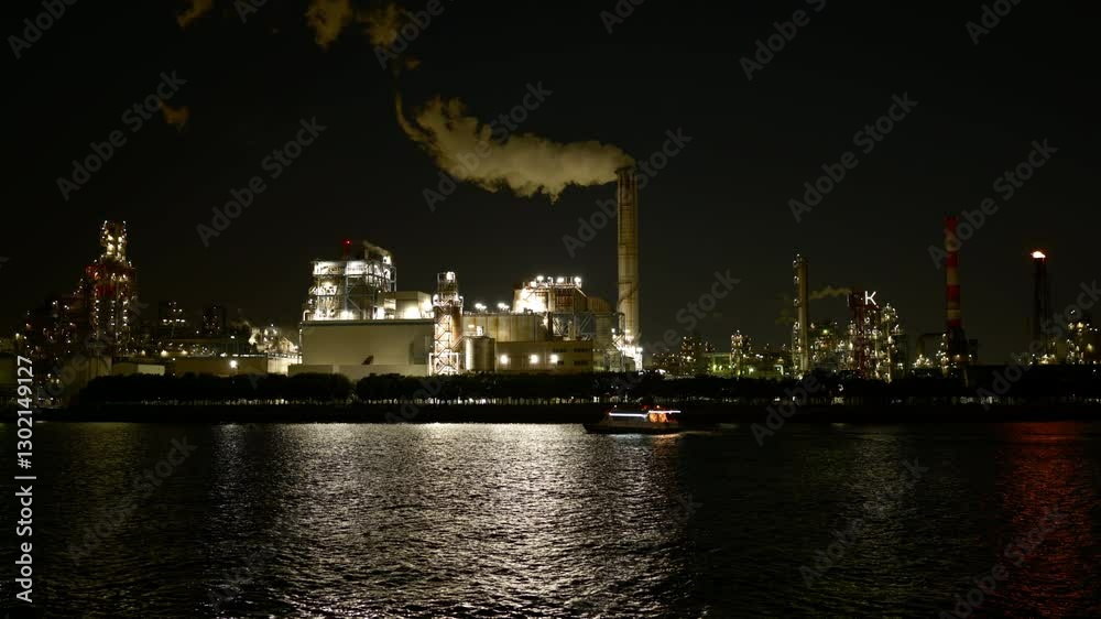 Tourists on Recreation Boat Enjoying the Night View of Oil Refinery/Thermal Power Plant in Tokyo Bay (Real Time | ZOOM IN) Tourists on Recreation Boat Enjoying the Night View of Oil Refinery/Thermal Power Plant in Tokyo Bay (Real Time | ZOOM IN)