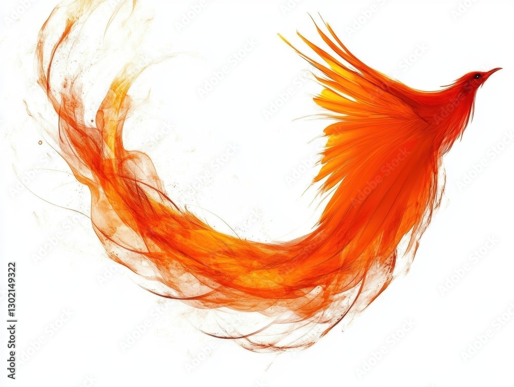 Obraz premium Fiery phoenix rising abstract art stunning vibrant colors dynamic viewpoint symbol of achievement