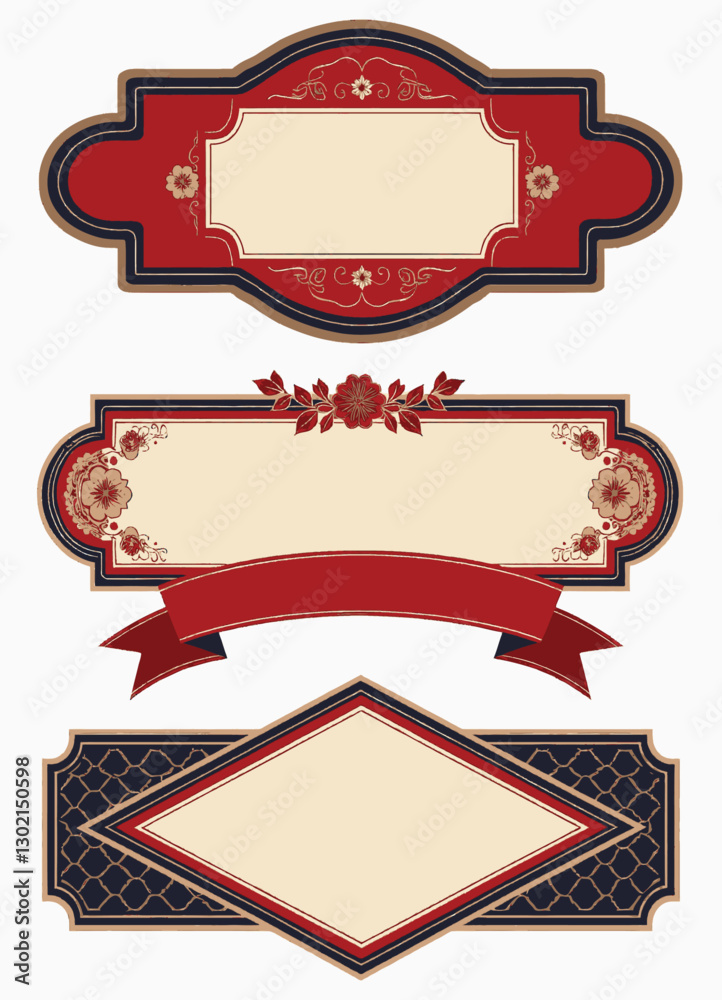 Set of three ornate labels, transparent background Set of three ornate labels, transparent background