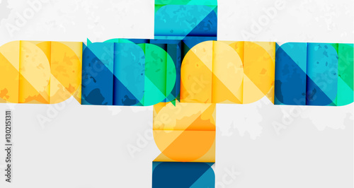 Squares, circles and triangles and grainy noisy texture. Vector Illustration For Wallpaper, Banner, Background, Card, Book Illustration, landing page