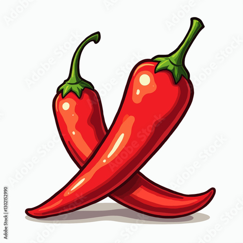 Two Red Chili Peppers Crossed, Transparent Background