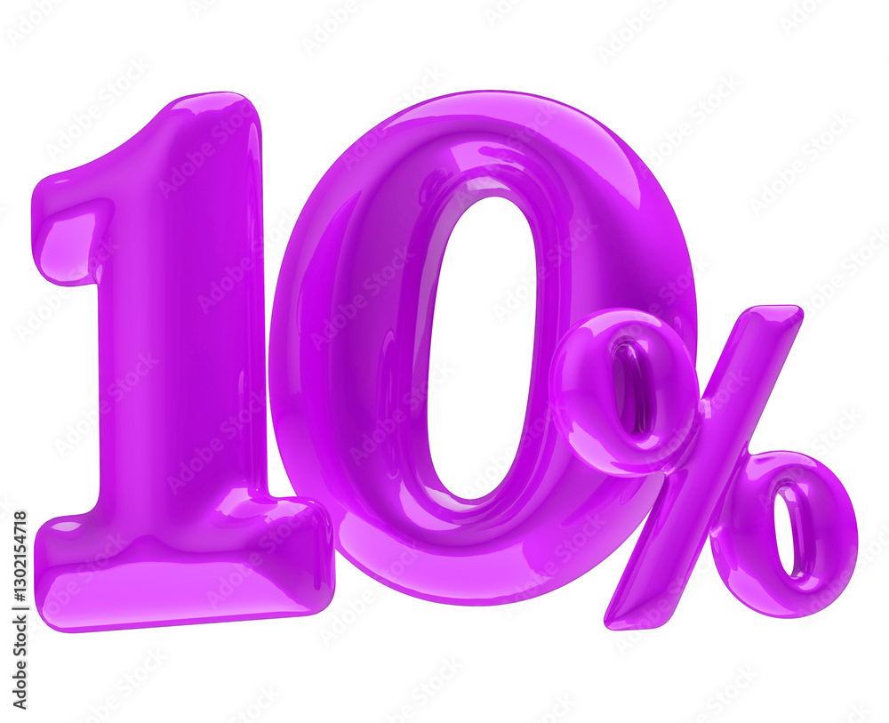 3D Representation of 10 Percent in Red 3D Representation of 10 Percent in Red