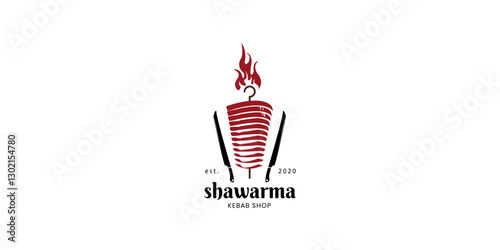 Shawarma Kebab Design Logo. Vector creative labels for Turkish and Arabian fast food, This food logo can be perfect for restaurants, shop, blog, website, app.