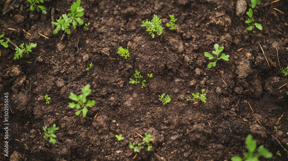Forest Floor: Seedlings Sprout in Rich Earth Forest Floor: Seedlings Sprout in Rich Earth