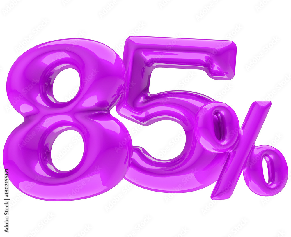 3D Representation of 85 Percent in Red 3D Representation of 85 Percent in Red