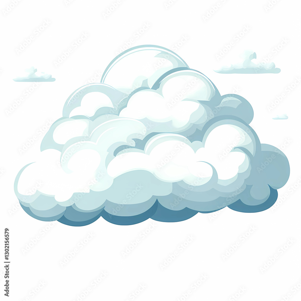 Fluffy Cartoon Cloud Illustration with Soft Blue and White Tones Fluffy Cartoon Cloud Illustration with Soft Blue and White Tones