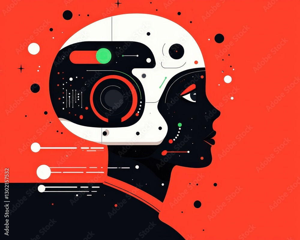Obraz premium A woman's head with a camera on it