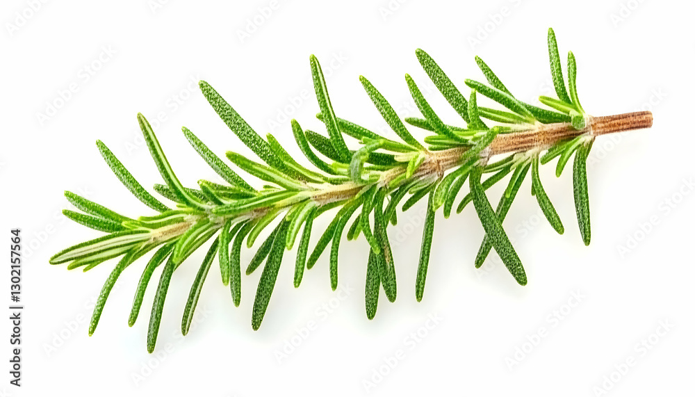 Fototapeta premium Fresh Rosemary Sprig, Close-Up, White Background