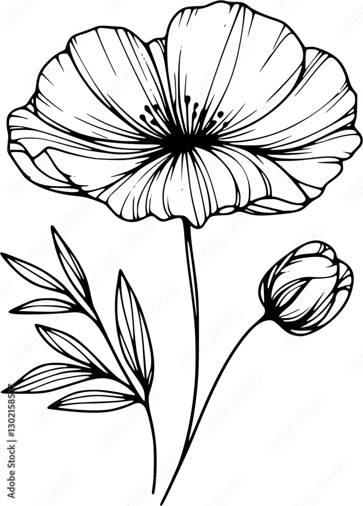 Fototapeta premium This is an illustration of flowers in a simple and modern line art style.