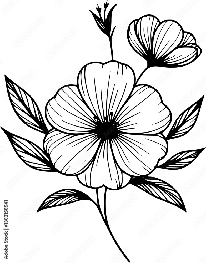 Fototapeta premium This is an illustration of flowers in a simple and modern line art style.