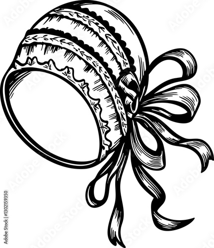 Vintage children's bonnet historical fashion illustration nostalgic charm close-up timeless style