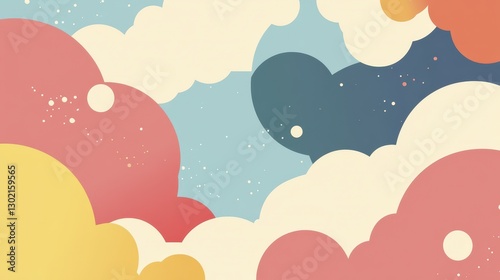 Abstract Colorful Cloudscape: A Pastel Dream of Whimsical Sky