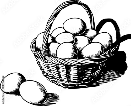Basket of fresh eggs farmyard still life natural setting close-up rustic charm