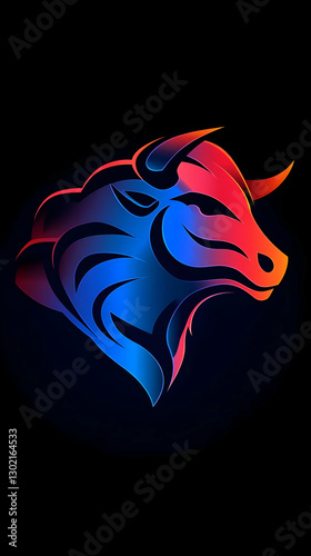 Wallpaper Mural Abstract Neon Bull Profile Torontodigital.ca