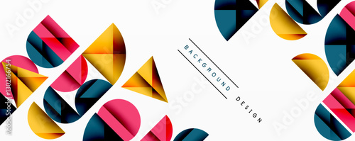 Minimal geometric abstract background. Circle square and triangle design