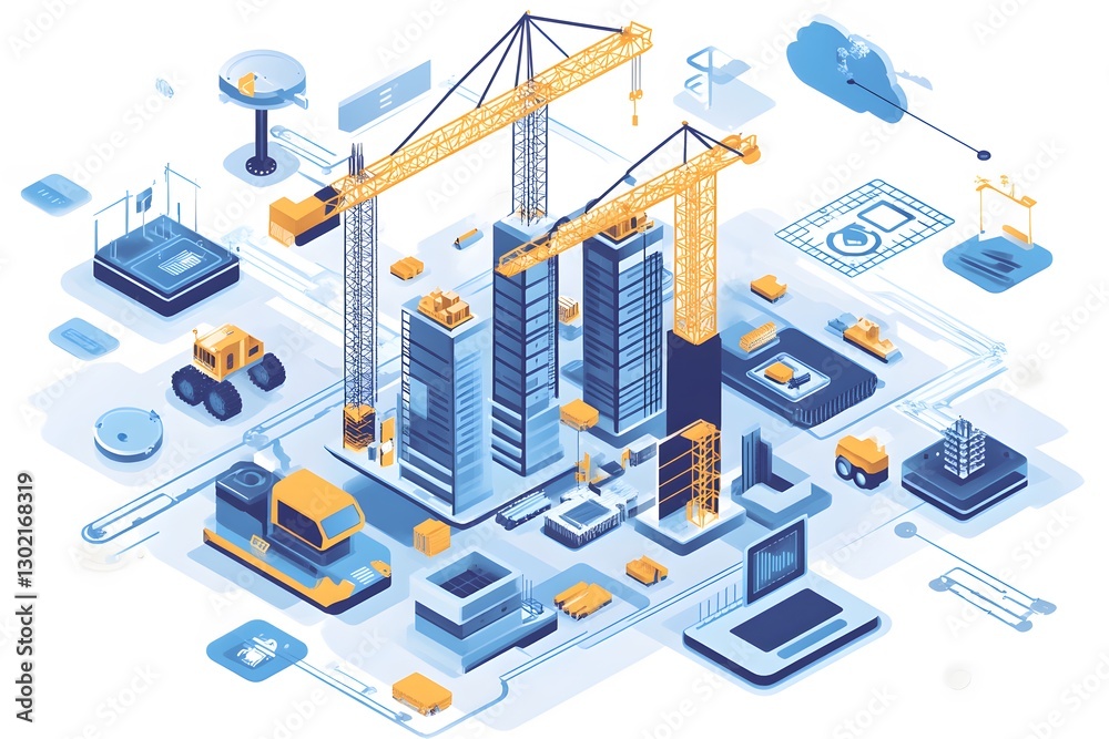 Construction Site Digital Technology Integrated Building Project Construction Site Digital Technology Integrated Building Project