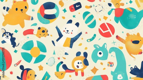 Wallpaper Mural A fun image with playful animals and fun elements Torontodigital.ca