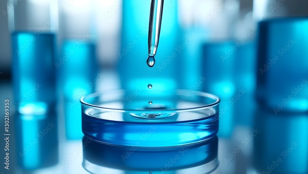 Precision in Motion: Close-Up of a Blue Reagent Dropper Precision in Motion: Close-Up of a Blue Reagent Dropper