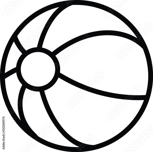 Beach Ball Icon Vector Coloring book Illustration