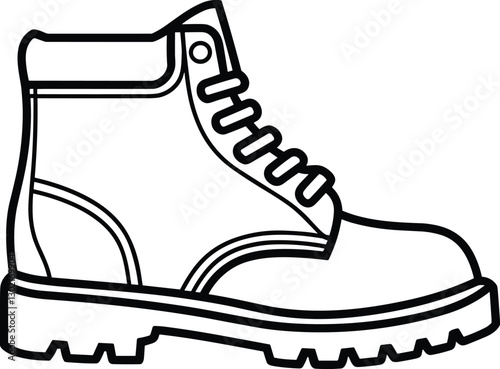 Camping Boots, Hunting Hiking Protective Boots Vector Art Illustration