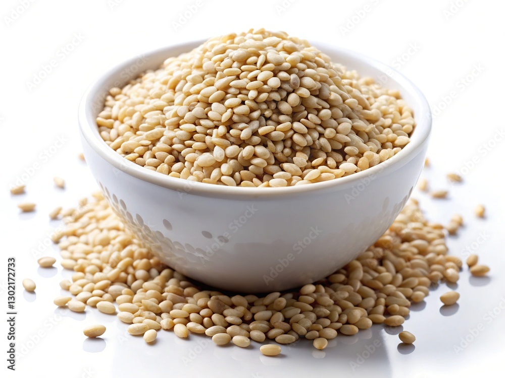 Sesame Seeds in Bowl Isolated on White Background Sesame Seeds in Bowl Isolated on White Background