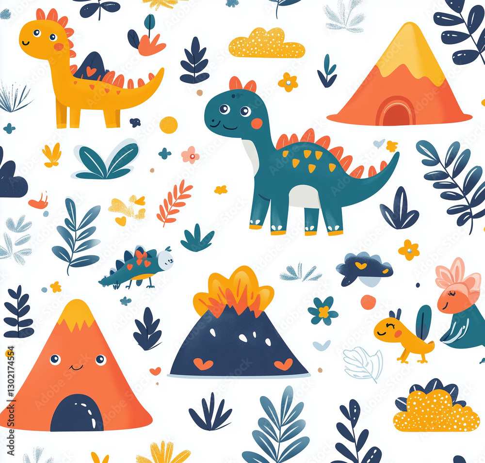 Obraz premium seamless pattern with dinosaurs