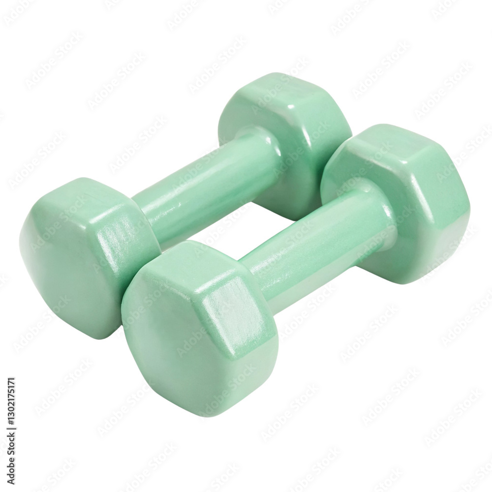 Light green dumbbells isolated on a transparent background Light green dumbbells isolated on a transparent background