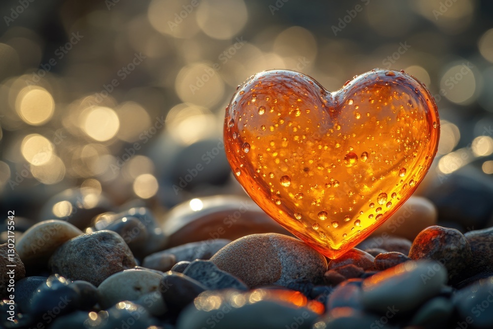 Fototapeta premium Glass Heart on Rocks