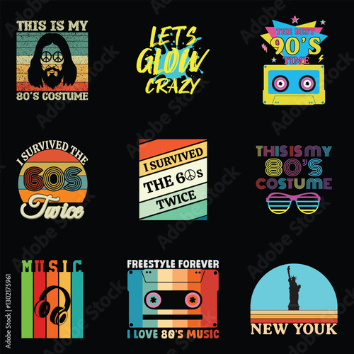 Throwback To The 80s T-shirt Design Vector for Retro Fashion Bundle