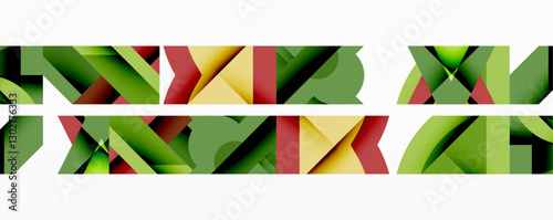 Abstract geometric artwork with interwoven angular and curved shapes, dynamic composition with smooth gradients and bold contrasts