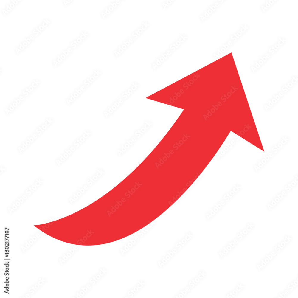 Red curved up arrow icon, red curved up arrow icon vector in trendy flat style illustration isolated on white background. Red curved up arrow icon, red curved up arrow icon vector in trendy flat style illustration isolated on white background.