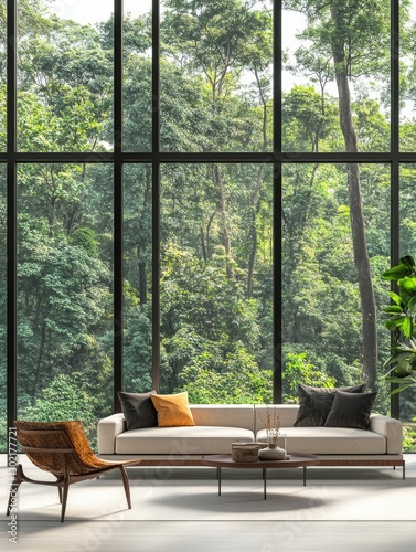 Cozy living room with furniture and windows