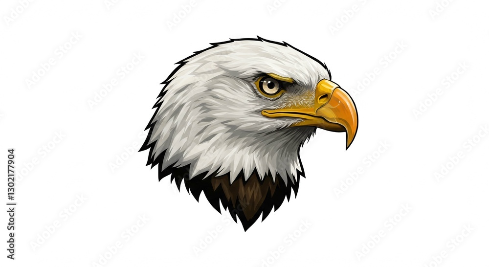 Obraz premium Majestic Bald Eagle Head Profile Wildlife Bird American Eagle Nature Illustration Detailed