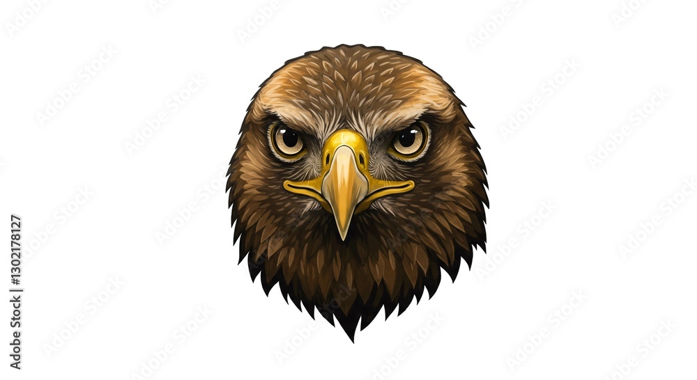 Fototapeta premium Majestic Eagle Head Portrait Intense Gaze Brown Feathers Wildlife Art