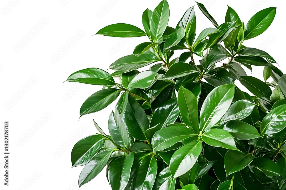 Obraz premium Close up of green ficus tree isolated on white background with clipping path