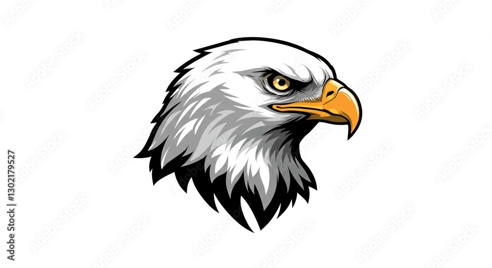 Obraz premium Majestic Bald Eagle Head Profile Powerful Bird of Prey Wildlife Illustration