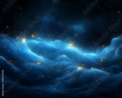 Glowing nebula landscape, cosmic dust