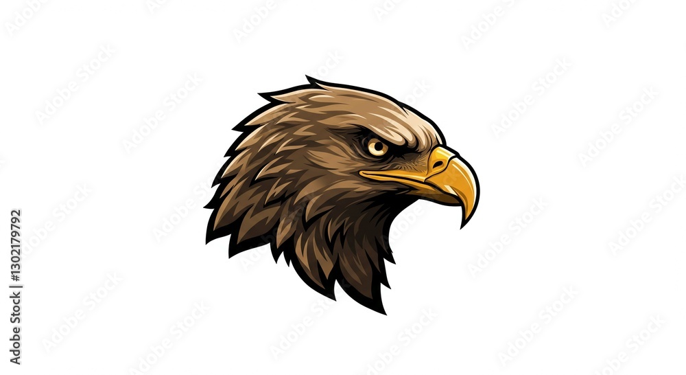 Fototapeta premium Powerful Eagle Head Profile Majestic Bird of Prey Wildlife Illustration Graphic