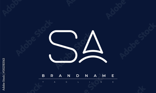 S, A logo design. SA  creative Monogram Logo. This logo design is the process of creating a visual symbol that represents a brand, company, or individual.
