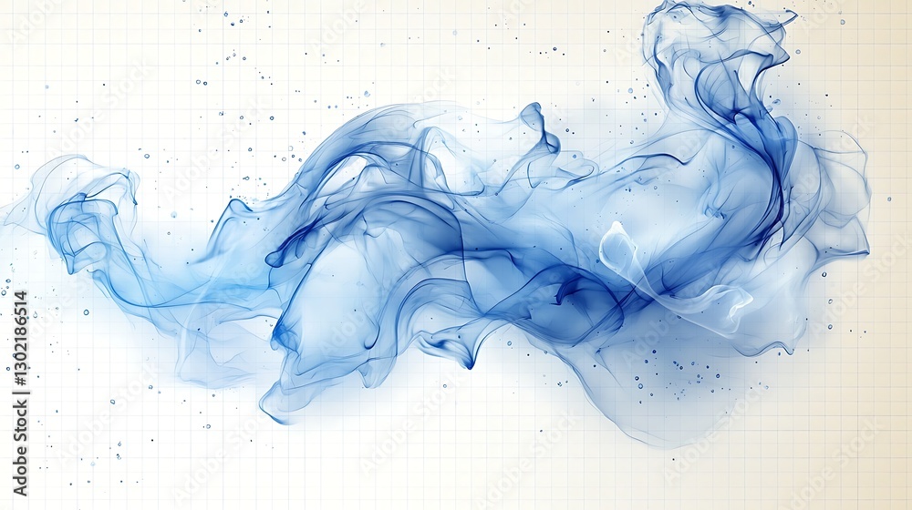 Fototapeta premium Blue Ink Flow on Grid Paper