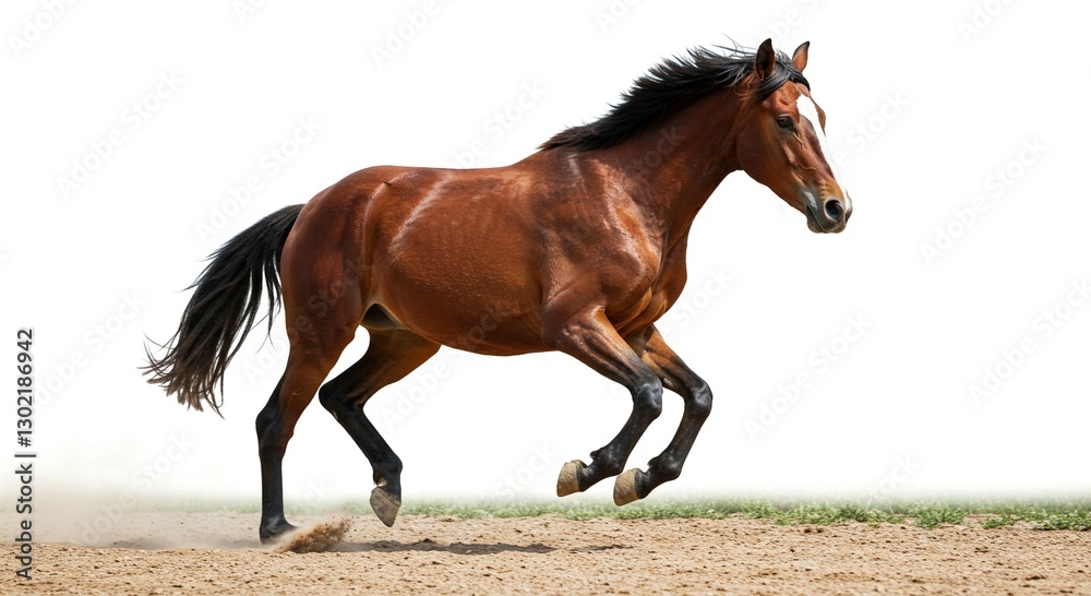 Obraz premium Majestic Chestnut Horse Galloping Dynamic Action Shot on White Background