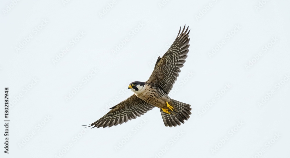 Majestic Peregrine Falcon in Flight Soaring Against a Clear Sky Majestic Peregrine Falcon in Flight Soaring Against a Clear Sky