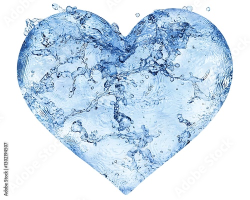 Water Heart Splashing Isolated