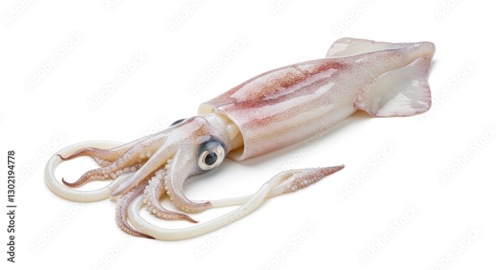 Fresh Raw Squid Whole Isolated on White Background Seafood Ocean Delicacy Fresh Raw Squid Whole Isolated on White Background Seafood Ocean Delicacy