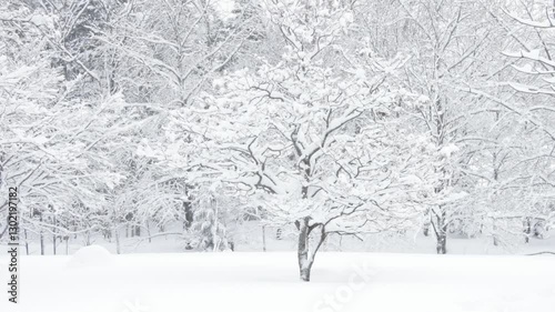 Wallpaper Mural Small snow-covered tree growing in fresh deep winter snow landscape Torontodigital.ca