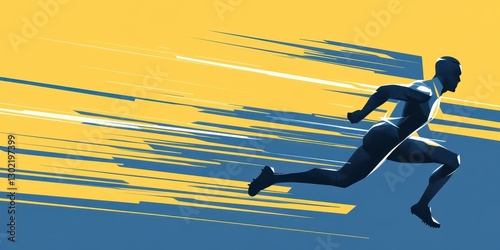Abstract depiction of a fast runner in energetic action