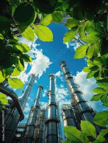 Industrial Pipe Factory with Greenery