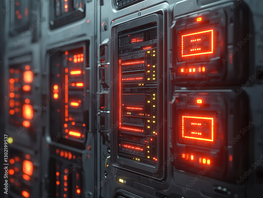 Obraz premium Illuminated Server Rack in Data Center