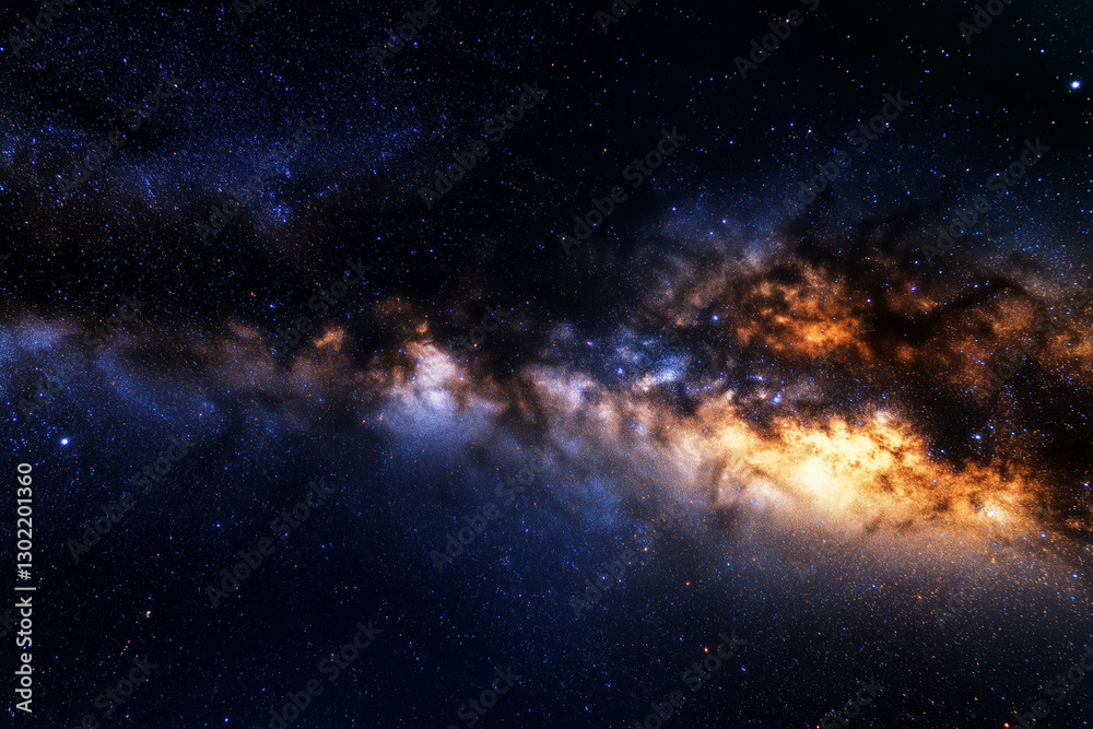 Fototapeta premium sky is filled with stars and the Milky Way. The stars are scattered throughout the sky, with some closer together and others further apart. The Milky Way is visible in the background