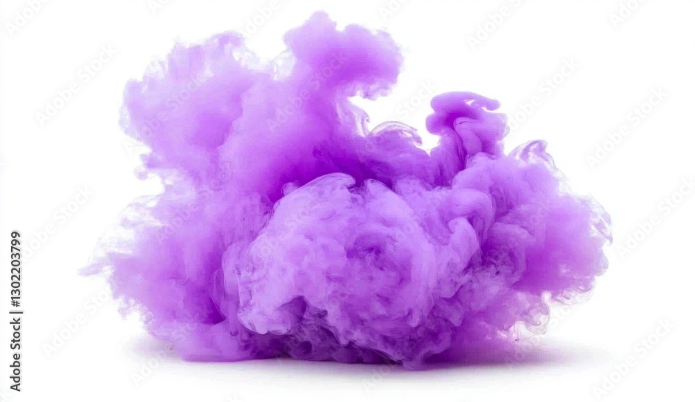 Fototapeta premium Abstract image of a lavender purple cloud of color against a white background. The color is soft and diffused, creating a dreamy and ethereal effect